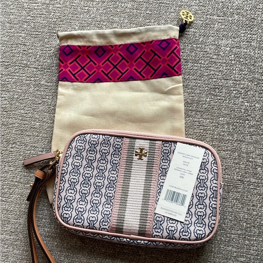 Tory Burch Gemini link Canvas wristlet